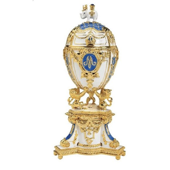 Egg Design Toscano Empress Galina Collectible Enameled Trinket Box Jeweled Blue - Picture 3 of 3